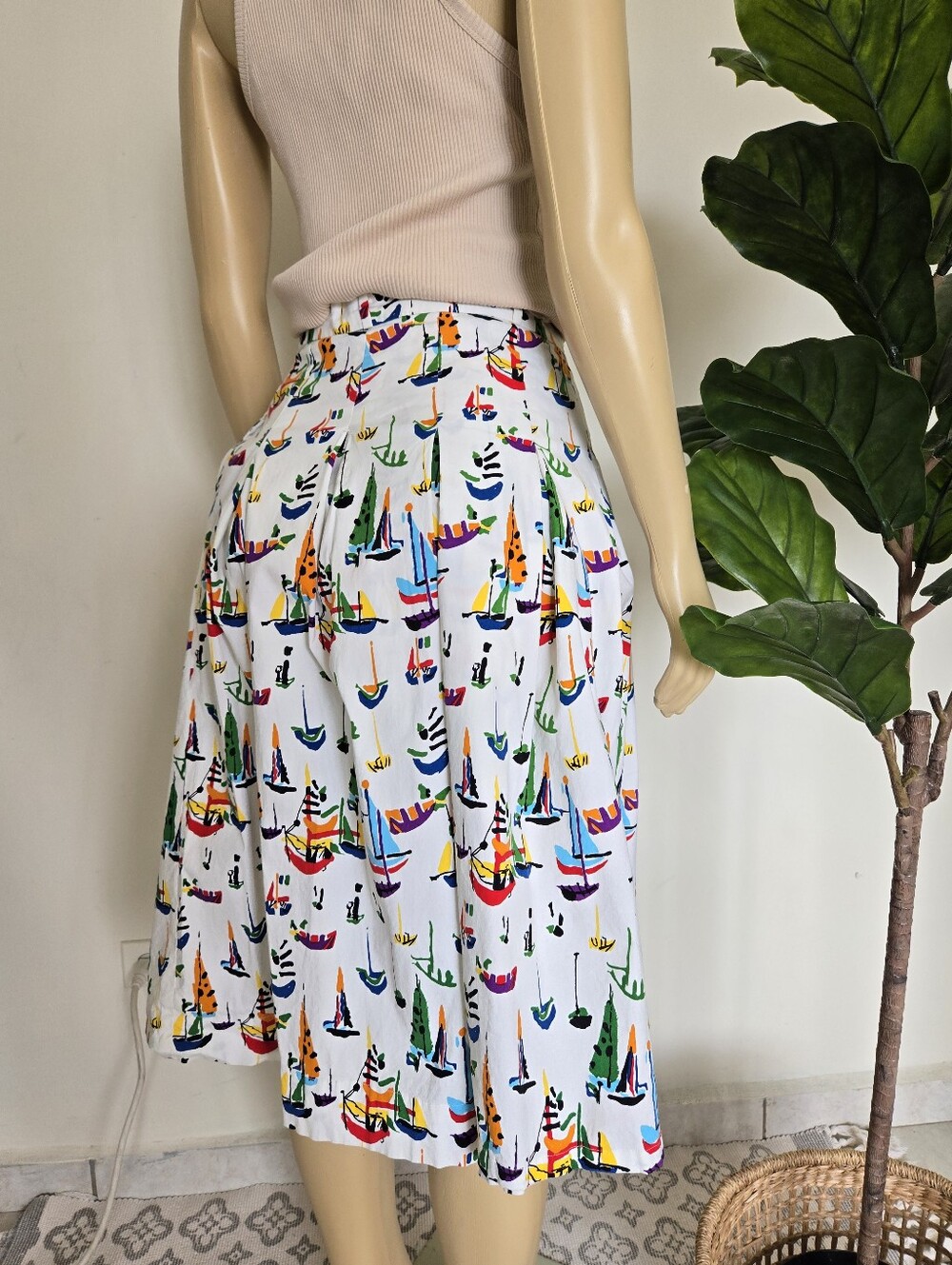 Rare Anthropologie Peony Smooth Sailing Midi Skirt Size 4 Cotton Women's - Picture 7 of 11